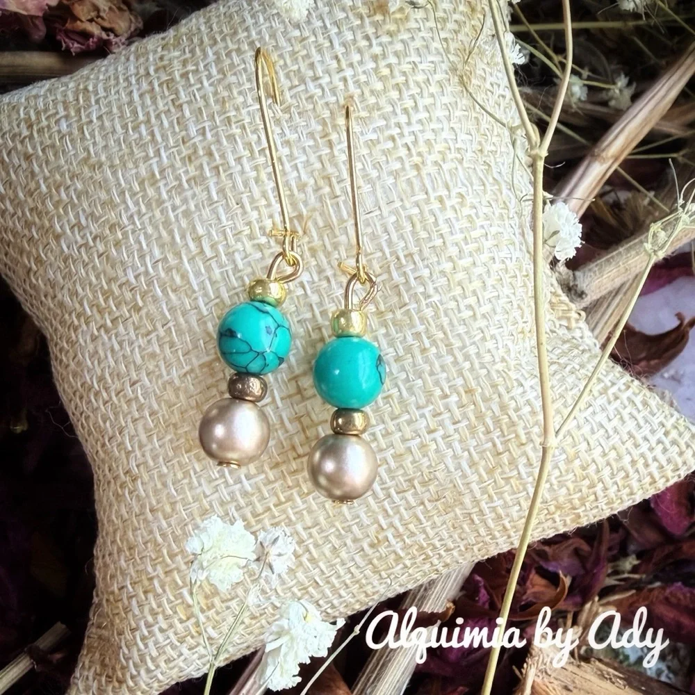 CURATED GIFTS FOR MOM + Turquoise and GOLD Pearl Drop Earrings